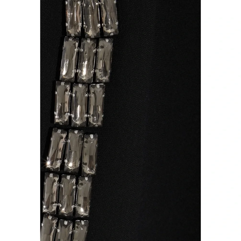 Victoria Beckham black crepe shift dress with side crystal embellishments sz 0 - Picture 8 of 13